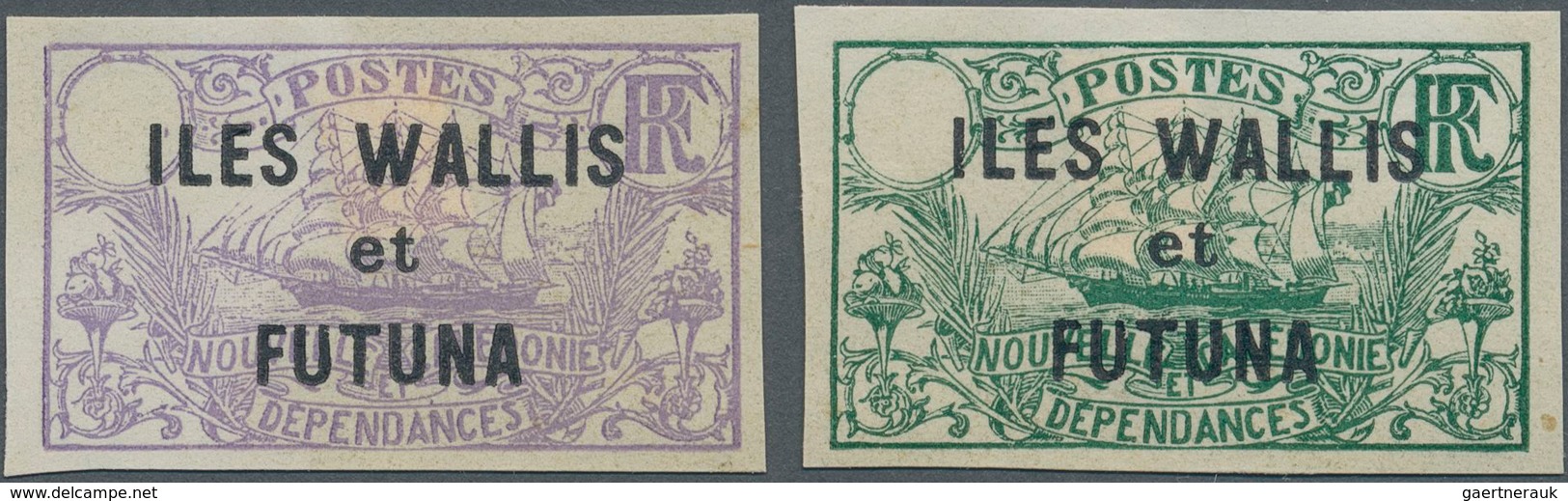 Wallis- Und Futuna-Inseln: 1920, Overprints On New Caledonia, Design "Sailing Boat", Two Imperforate - Autres & Non Classés