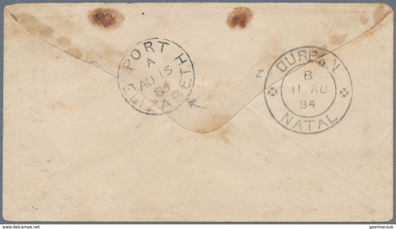 Zanzibar: 1868 Indian 8a. Pale Rose, Die II, Used On Cover From Zanzibar To Port Elizabeth, Cape Of - Zanzibar (...-1963)