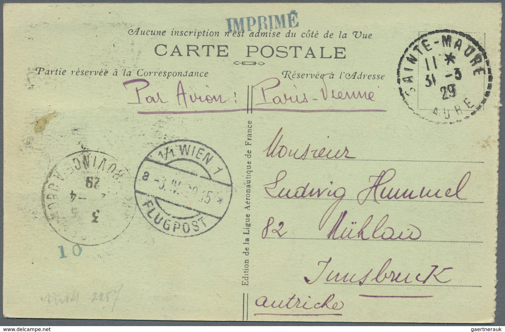 Flugpost Europa: 1929, France, C.A.A. MEETING DE TROYES / 31 Mars 1929, Airmail Vignette, Tied By Vi - Andere-Europa