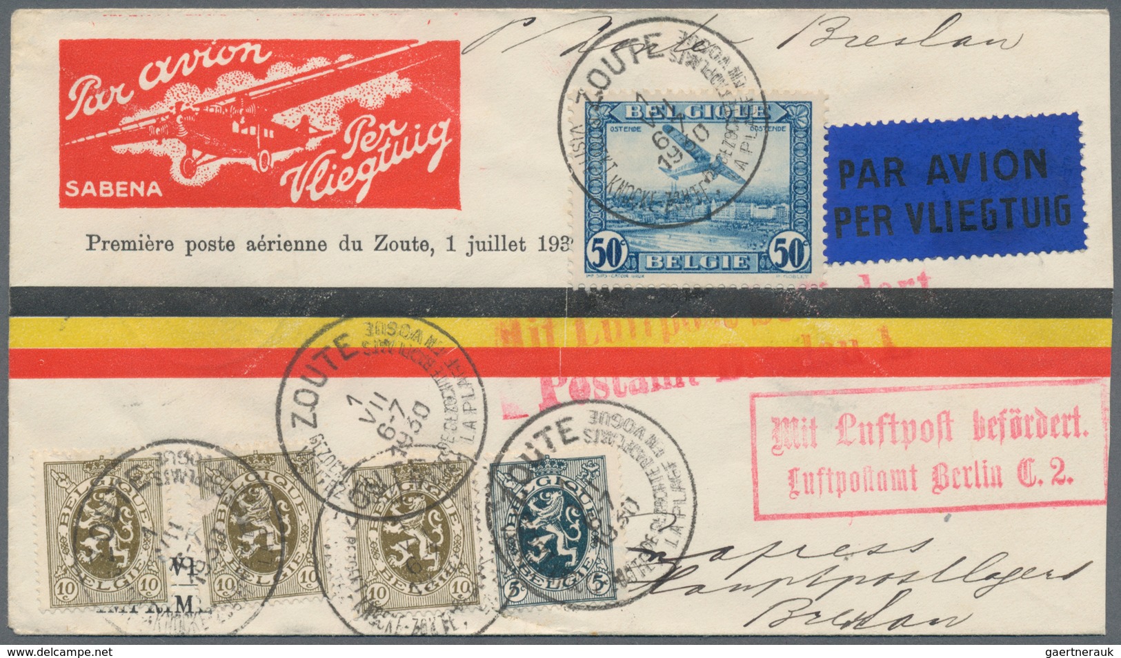 Flugpost Europa: 1930, Two Highly Decorative Special Airmail Covers By SABENA One To Berlin And One - Andere-Europa