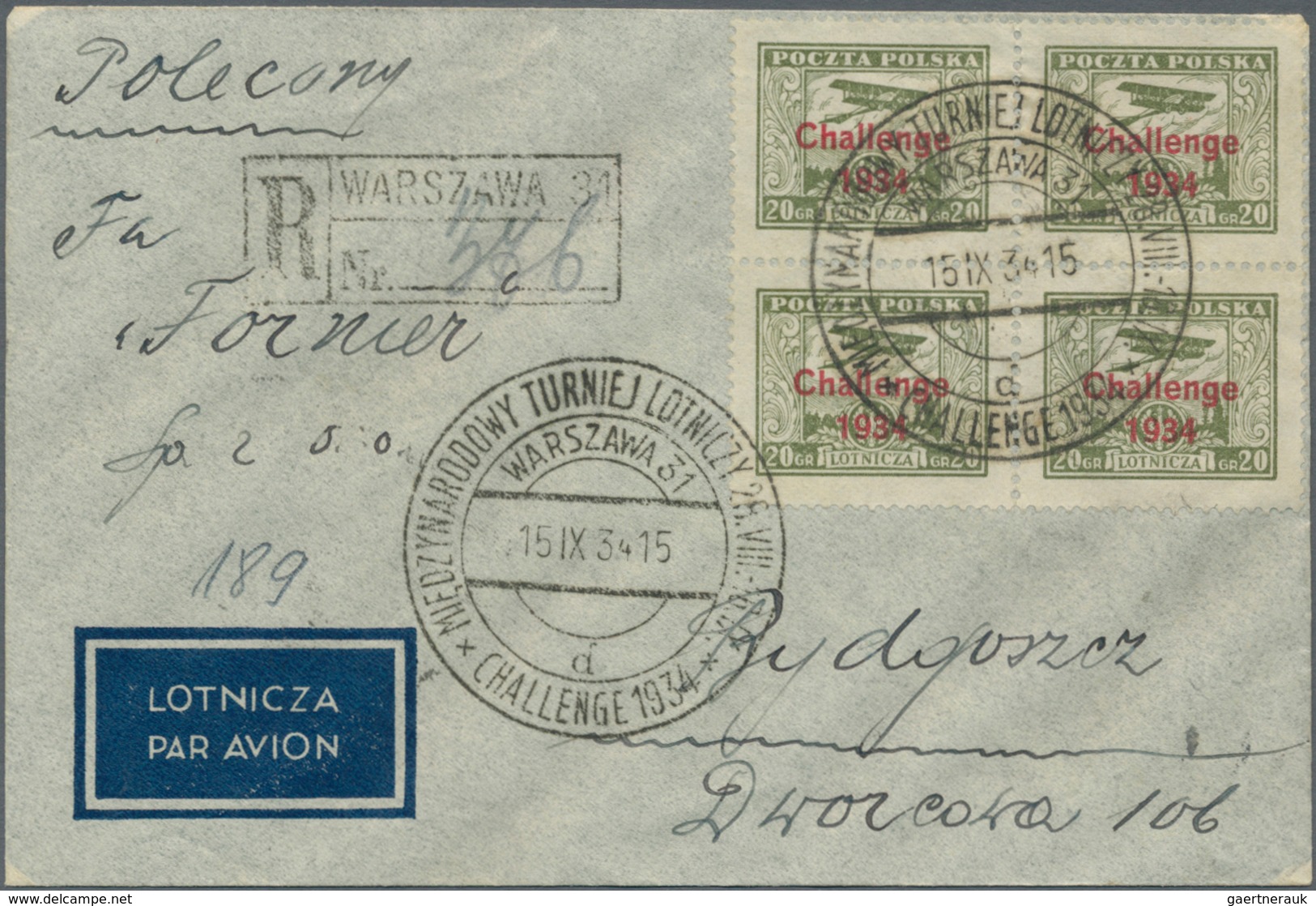 Flugpost Europa: 1934, Two Airmail Covers Franked With 20 And 30 Gr. Airmail Surcharged "CHALLENGE 1 - Andere-Europa