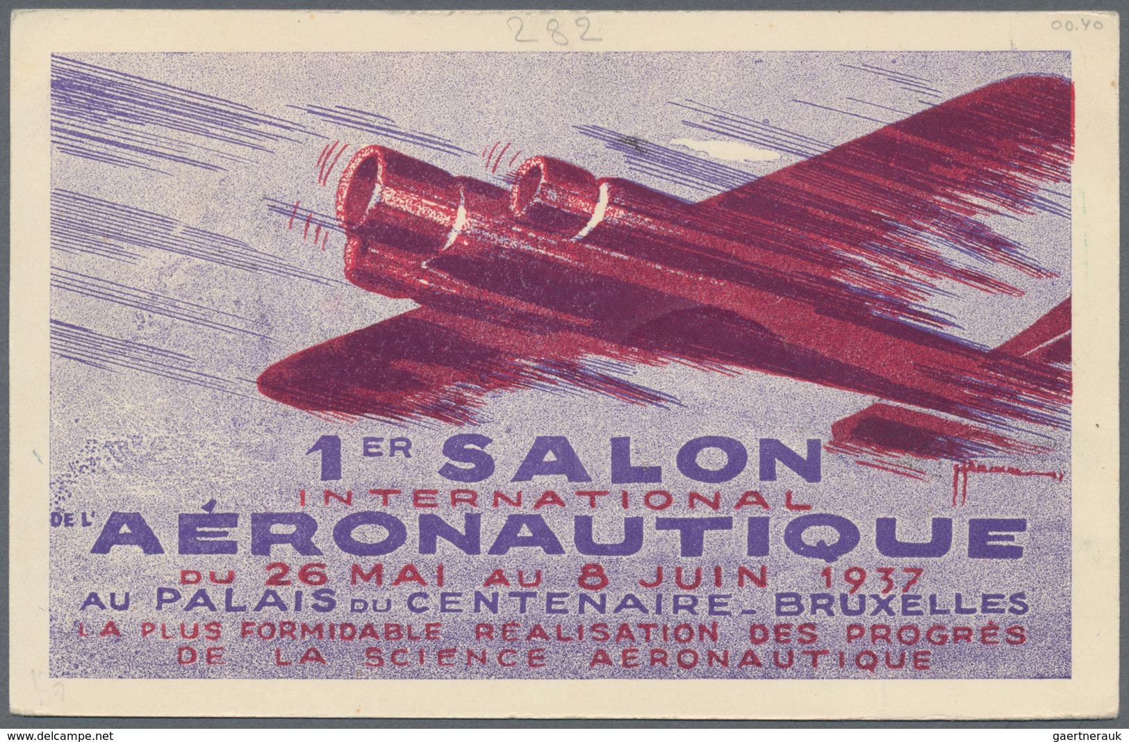 Flugpost Europa: 1937, Decorative Advertising Card For "1er Salon Del Aéronatique" On Reverse French - Europe (Other)