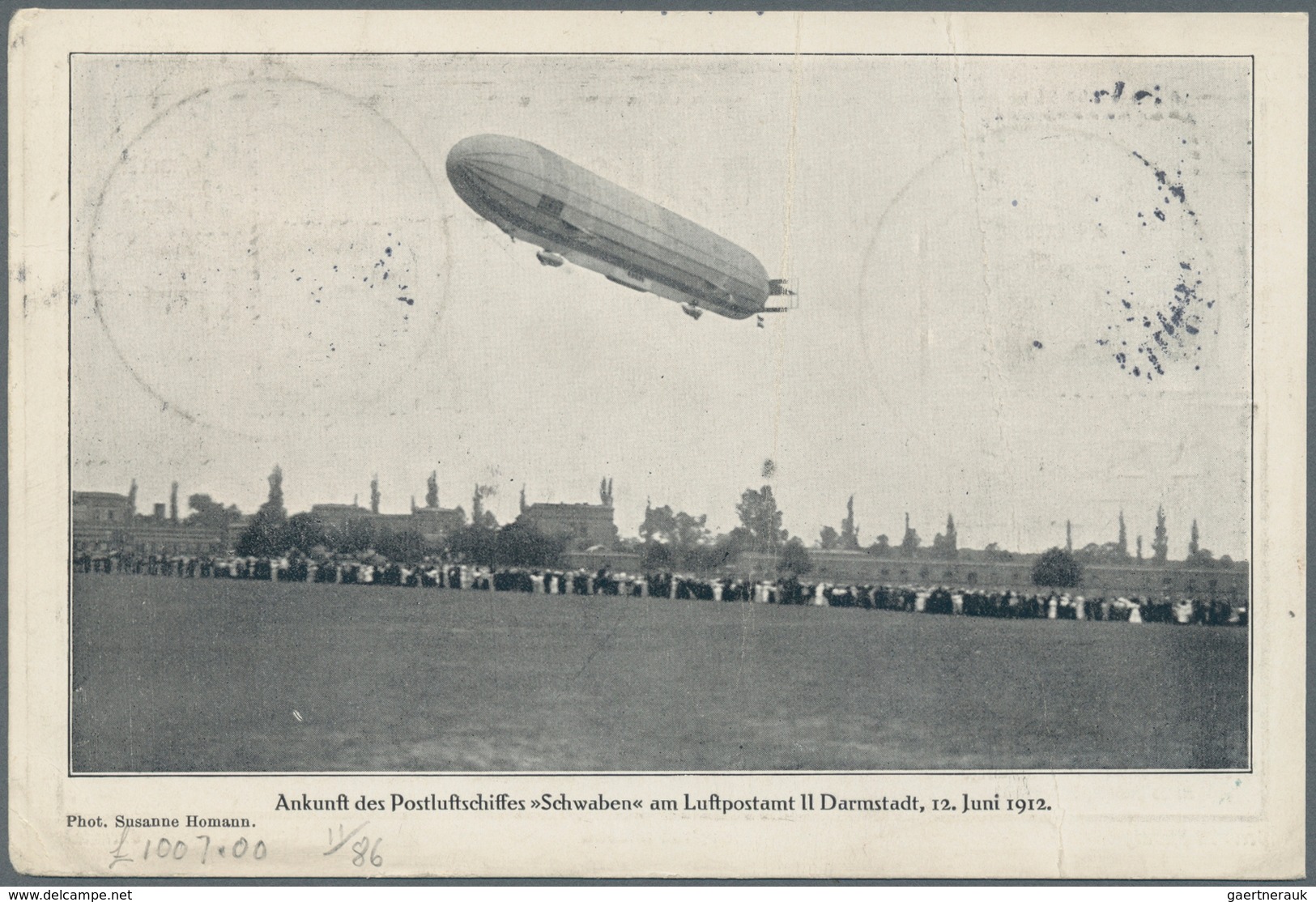 Zeppelinpost Deutschland: 1912. Card From The Flight Of The Postluftschiff Schwaben, Picture The Arr - Luchtpost & Zeppelin