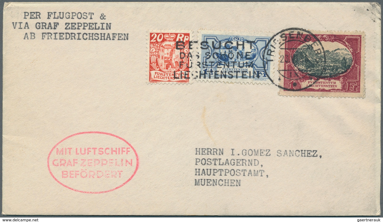 Zeppelinpost Europa: 1930, LZ 127/LIECHTENSTEIN ALPEN-FAHRT: Vertragsstaatenbrief Ab "Triesenberg 23 - Otros - Europa