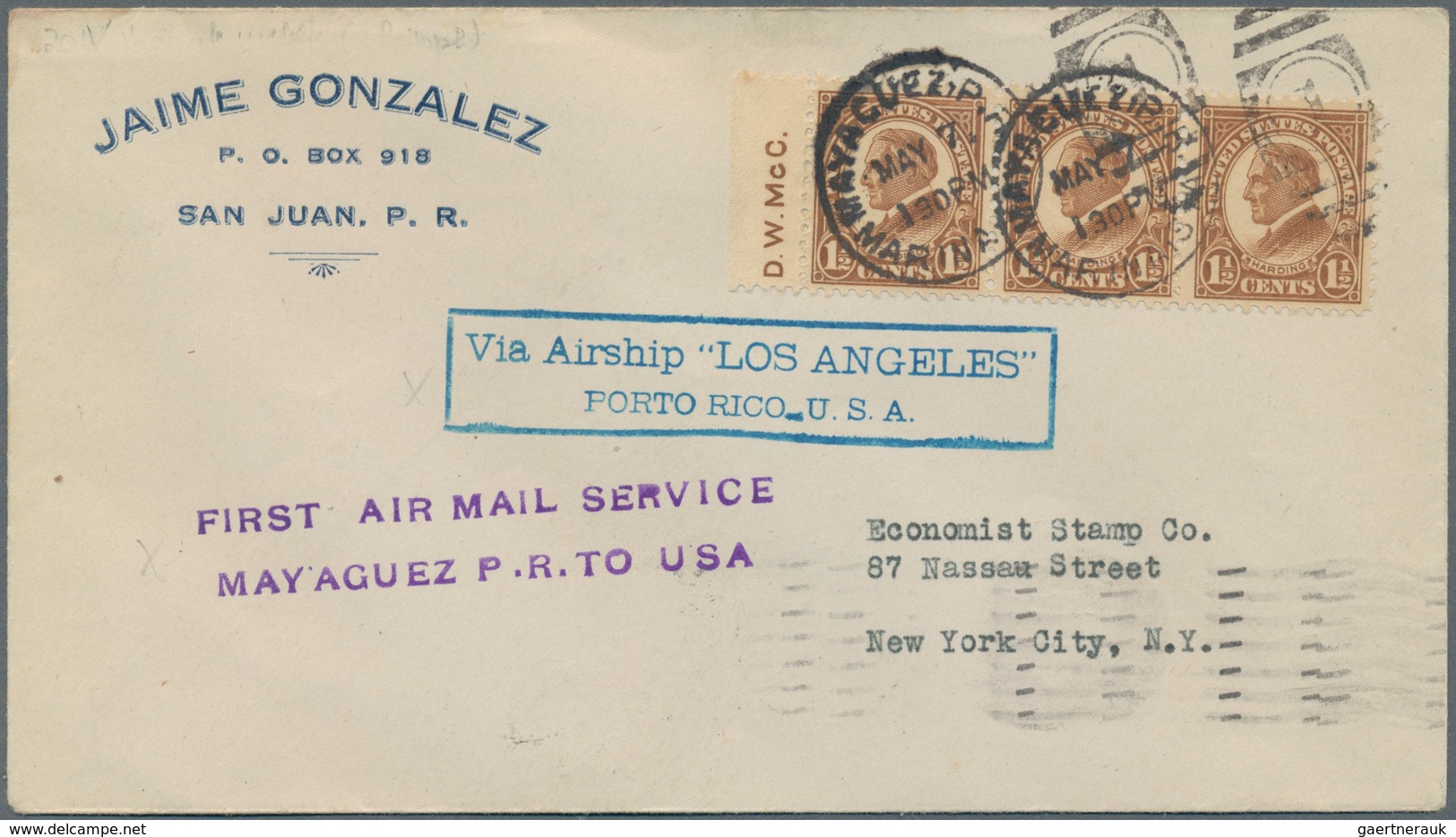 Zeppelinpost Übersee: 1925, LZ 127 (LZ 3), PUERTO RICO-LAKEHURST, Decorative Cover With "Via Airship - Zeppelins