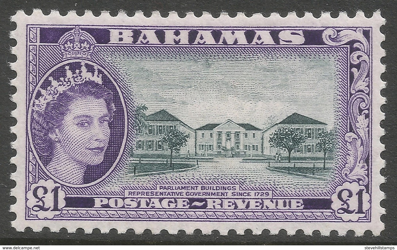Bahamas. 1954-63 QEII. £1 MH. SG 216 - 1859-1963 Colonie Britannique