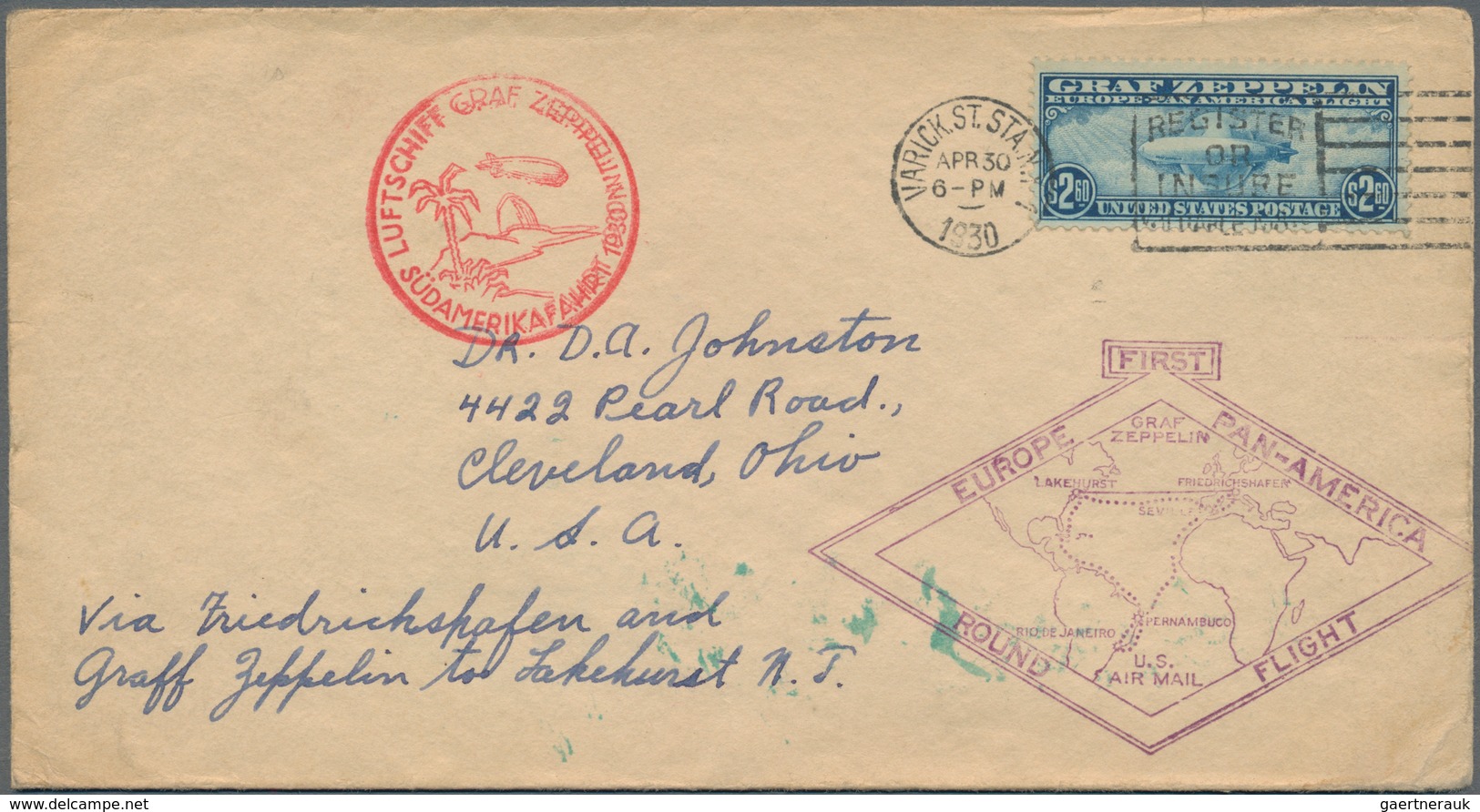 Zeppelinpost Übersee: 1930. Cover Flown On The Graf Zeppelin LZ127 Airship's Südamerikafahrt (SAF) / - Zeppelins