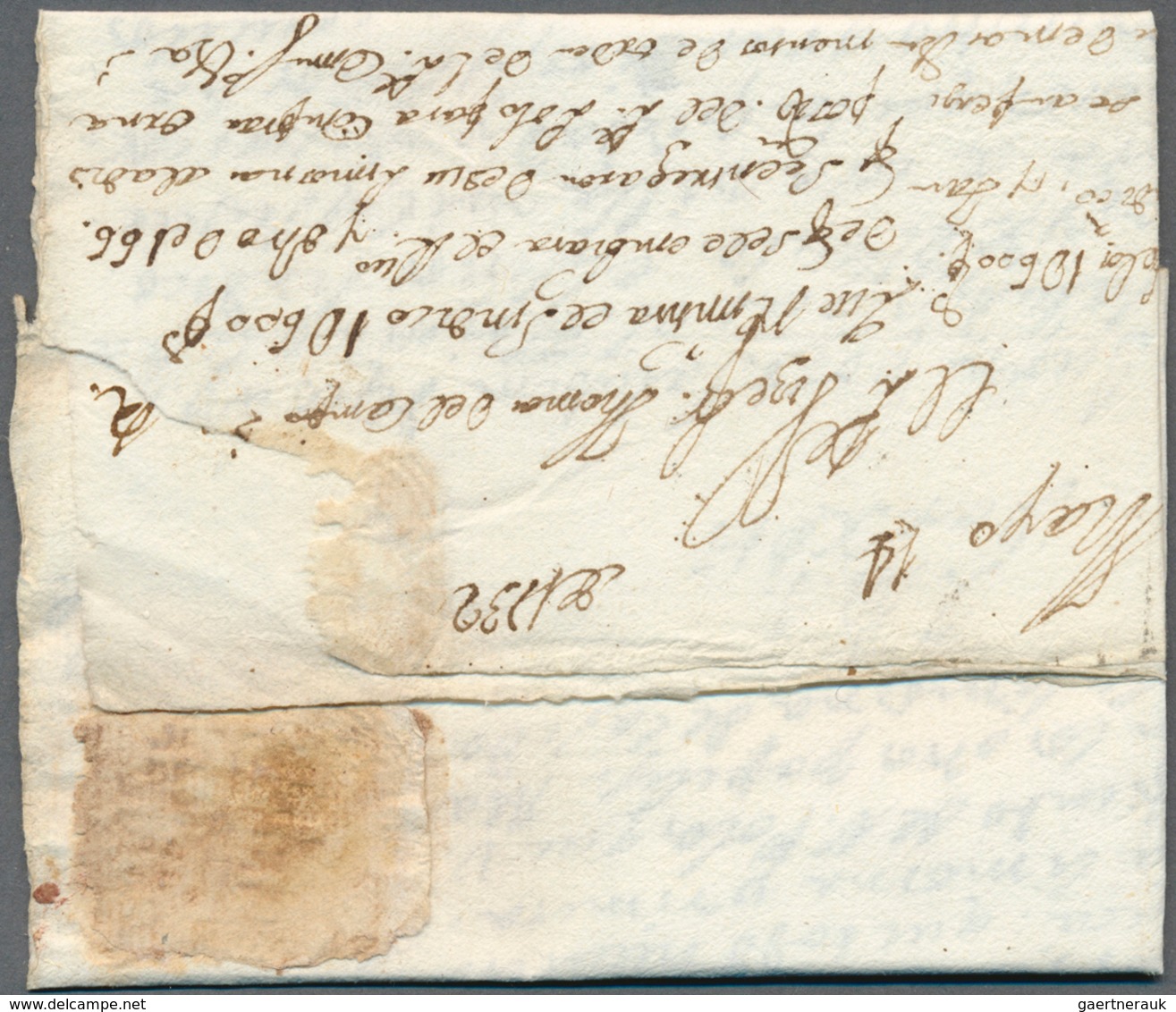 Spanien - Vorphilatelie: 1732, Entire Folded Letter With Boxed "VALEN." Of Valencia To Madrid, To Pr - ...-1850 Voorfilatelie