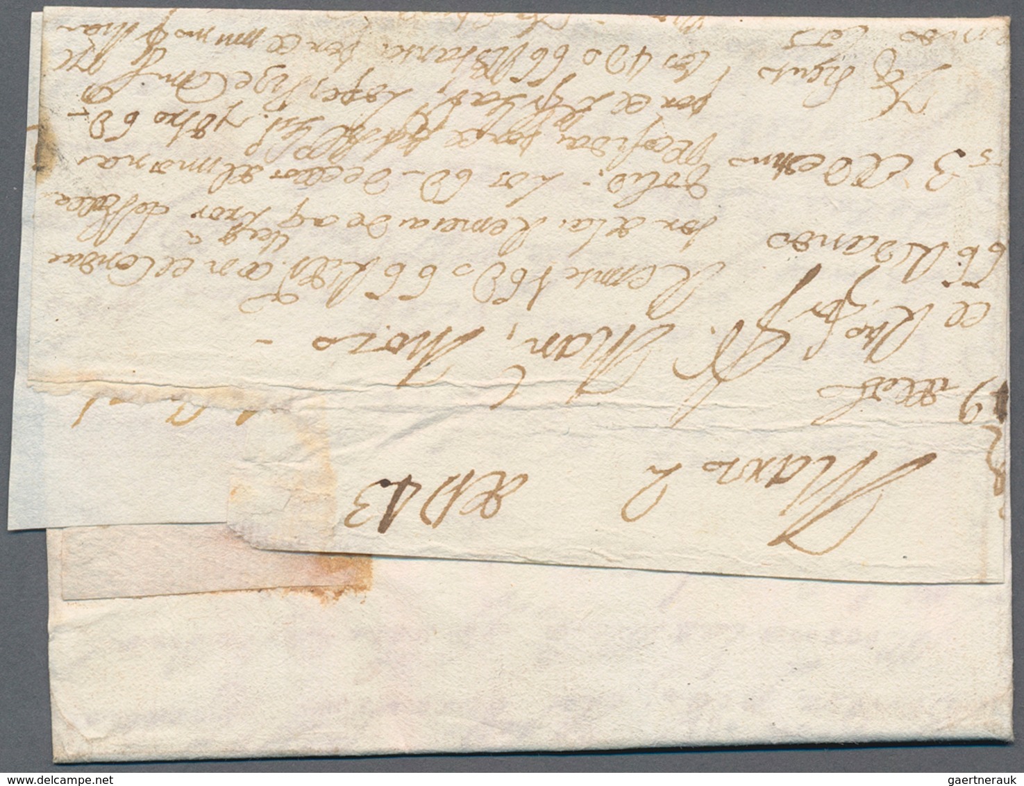 Spanien - Vorphilatelie: 1743, Entire Folded Letter With Oval Framed "VAIIDLID" Of Valladolid (PE2) - ...-1850 Voorfilatelie