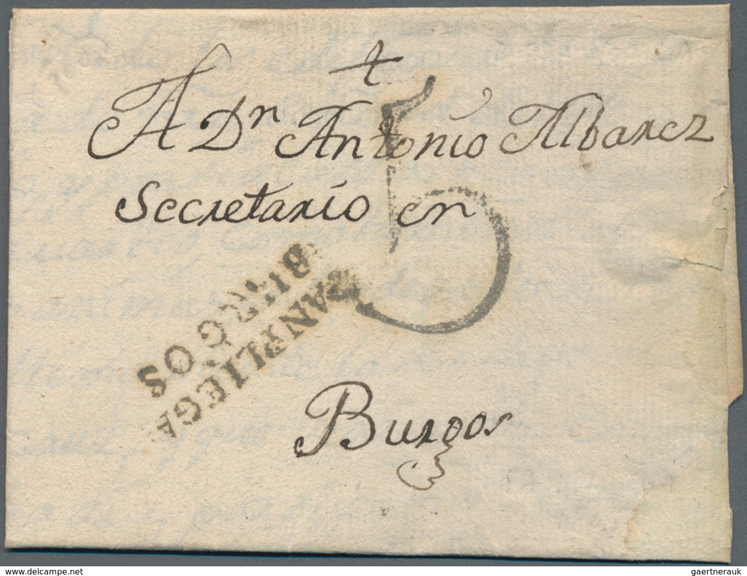 Spanien - Vorphilatelie: 1805, Folded Letter From PAMPLIEGA To Burgos. Two-liners "Pampliega / Burgo - ...-1850 Prefilatelia