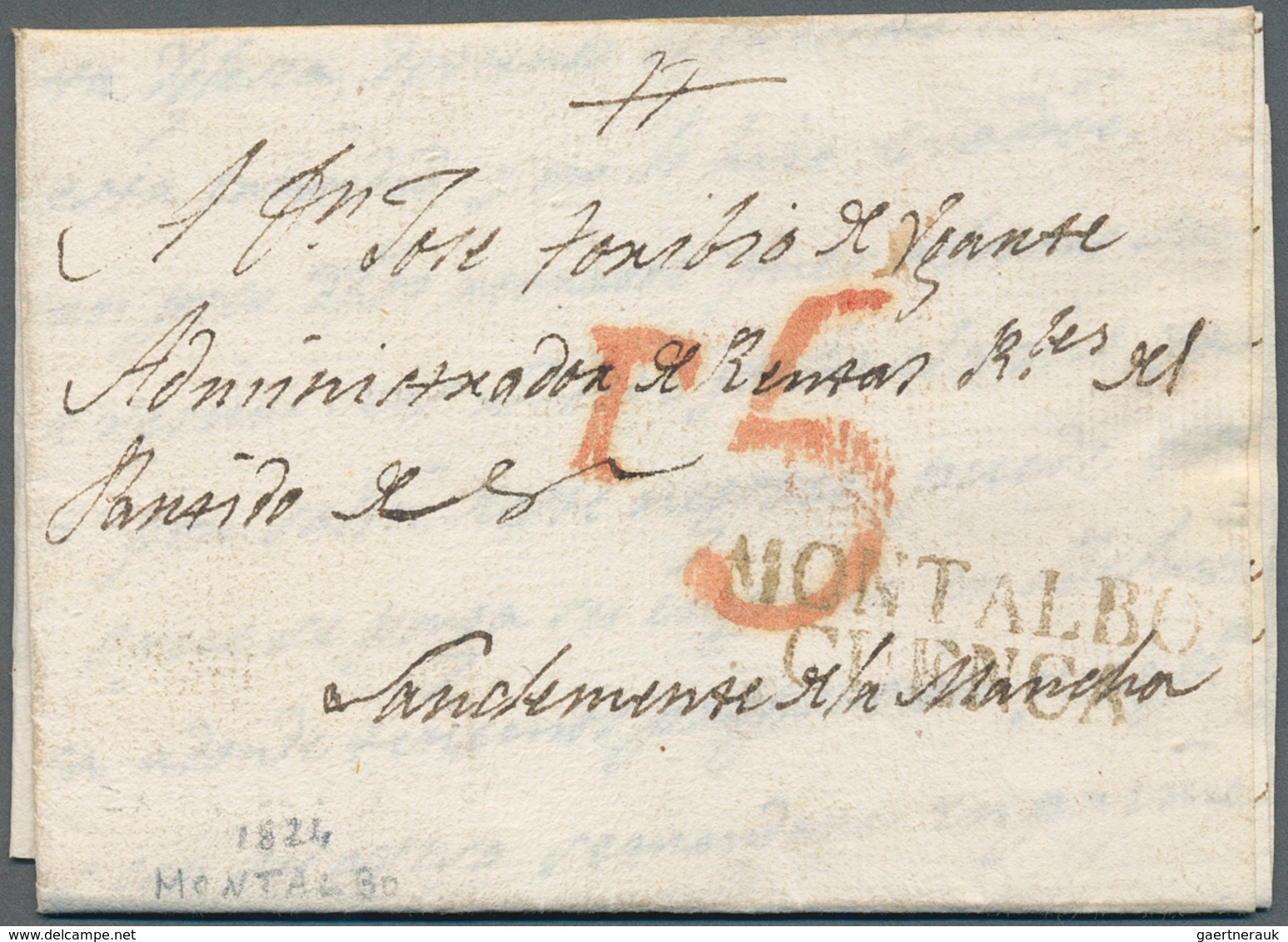 Spanien - Vorphilatelie: 1824, Folded Letter From MONTALBO To San Clemente With Two-liners Montalbo - ...-1850 Voorfilatelie