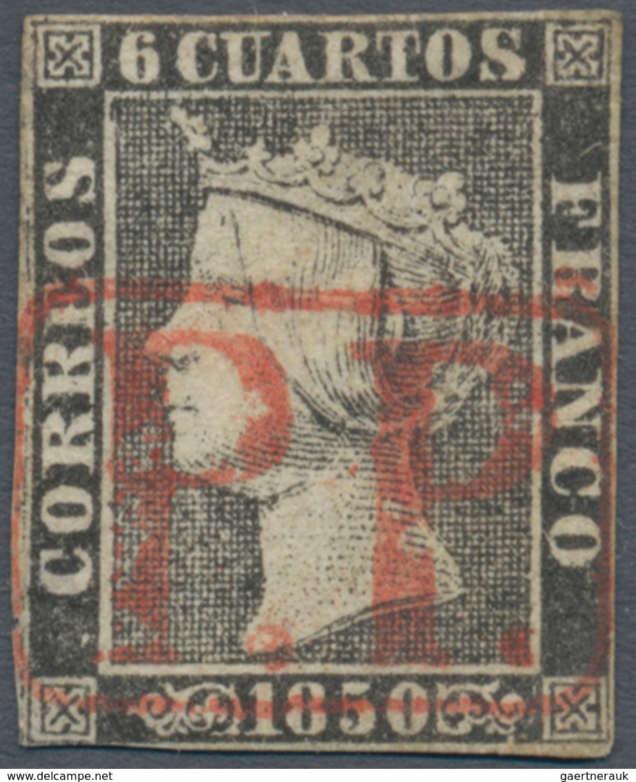 Spanien: 1850, 6cs. Black, Plate I, Type 20, Fresh Colour, Touched/slight Imperfections, Clearly Obl - Other & Unclassified