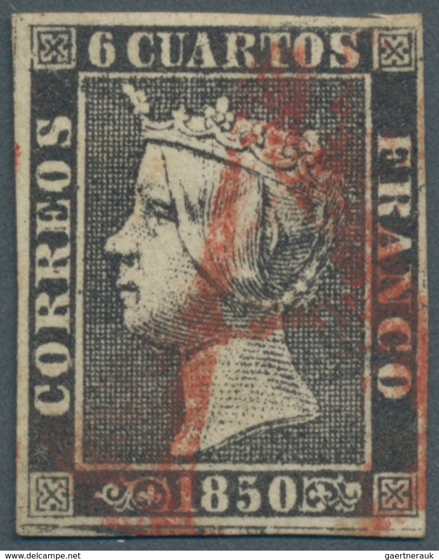 Spanien: 1850, 6 Cuartos Isabella II, Plate I, Type 19 Probably Used In Zaragoza. With Full Margins, - Autres & Non Classés