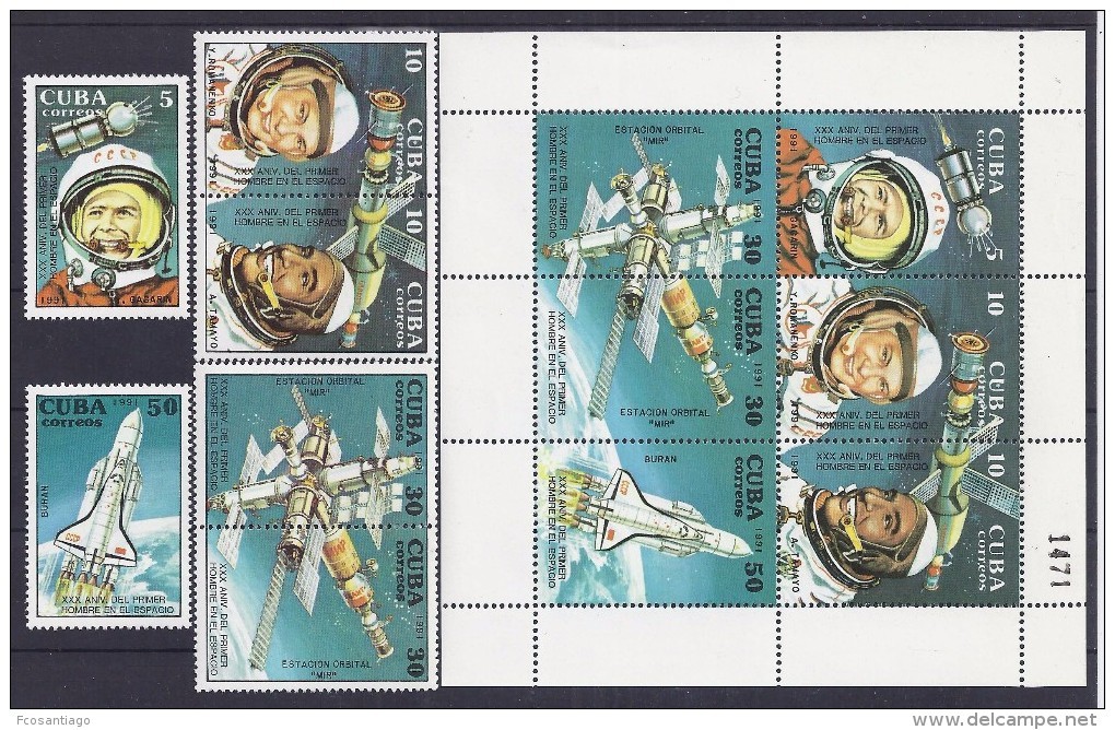 ESPACIO - CUBA 1991 - Yvert #3106/11+H124 - MNH ** - Zuid-Amerika