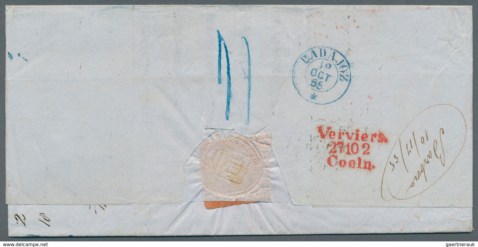 Spanien - Besonderheiten: 1855. Stampless Envelope Written From Lisbon Dated '15 Oct 1855' With Lisb - Other & Unclassified