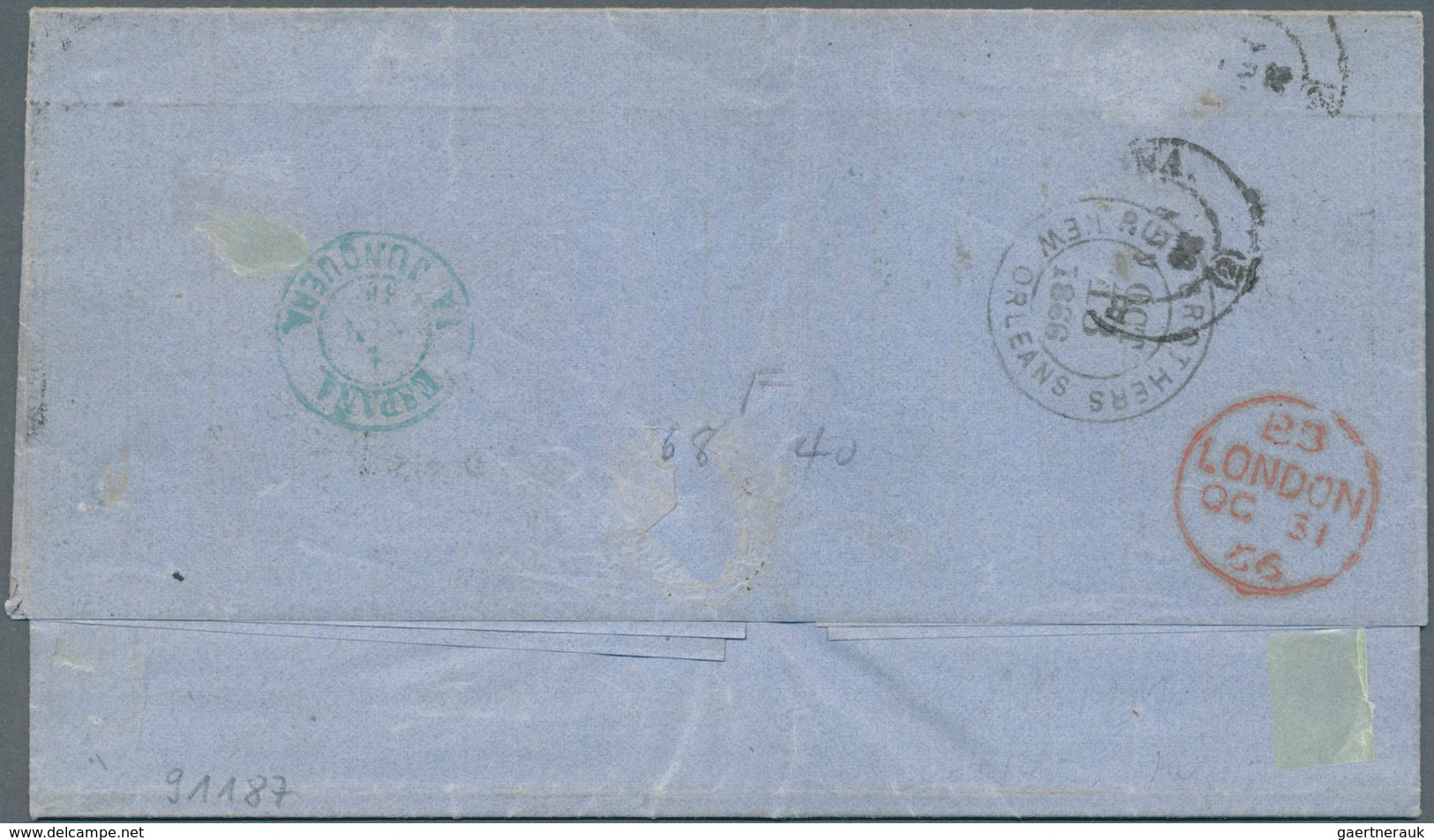 Spanien - Besonderheiten: 1866, Letter From USA With 10 C. Green And 12 C. Black (Scott 68,69) From - Otros & Sin Clasificación