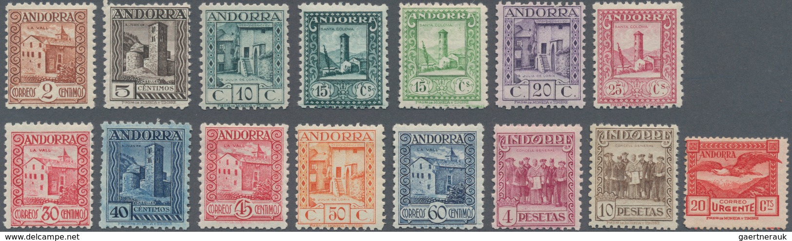 Andorra - Spanische Post: 1928/37 Mentioned Values With Usual Centring, Partly Stronger Hinge And/or - Andere & Zonder Classificatie