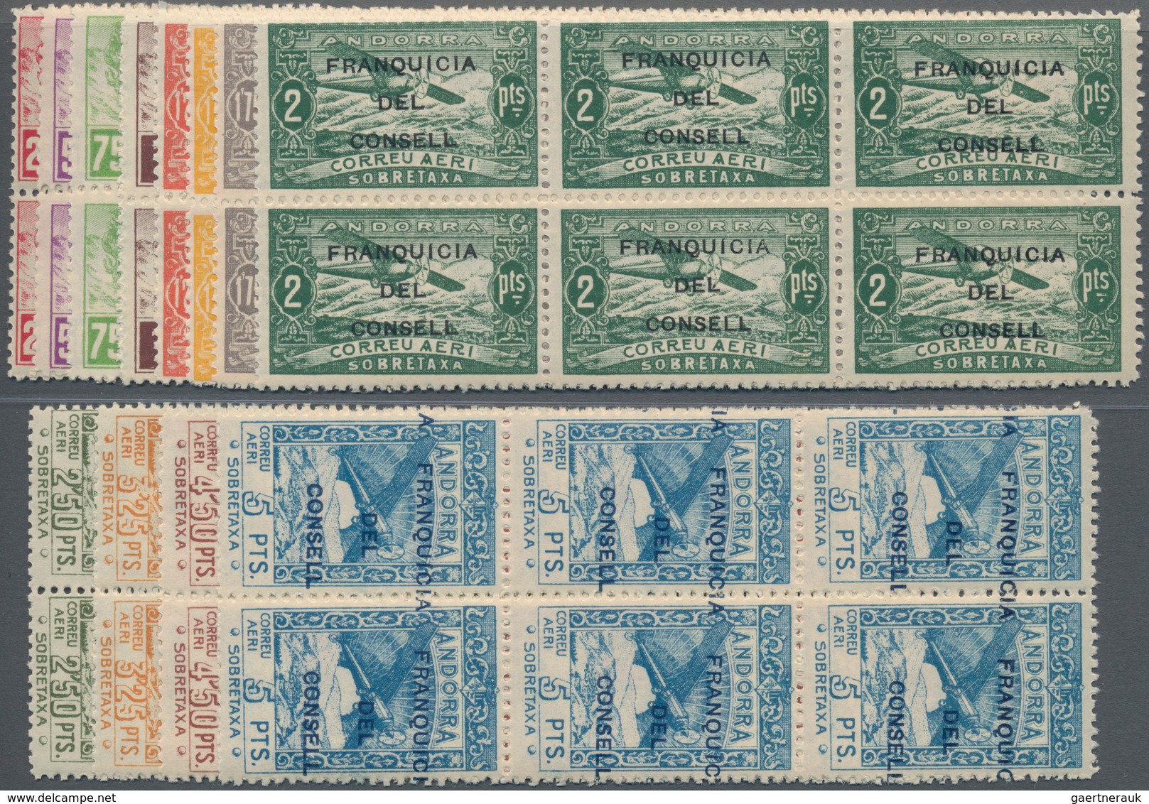 Andorra - Spanische Post: 1932, Not Issued Airmail Set Of 12 With Opt. 'FRANQUICIA DEL CONSELL' In B - Andere & Zonder Classificatie