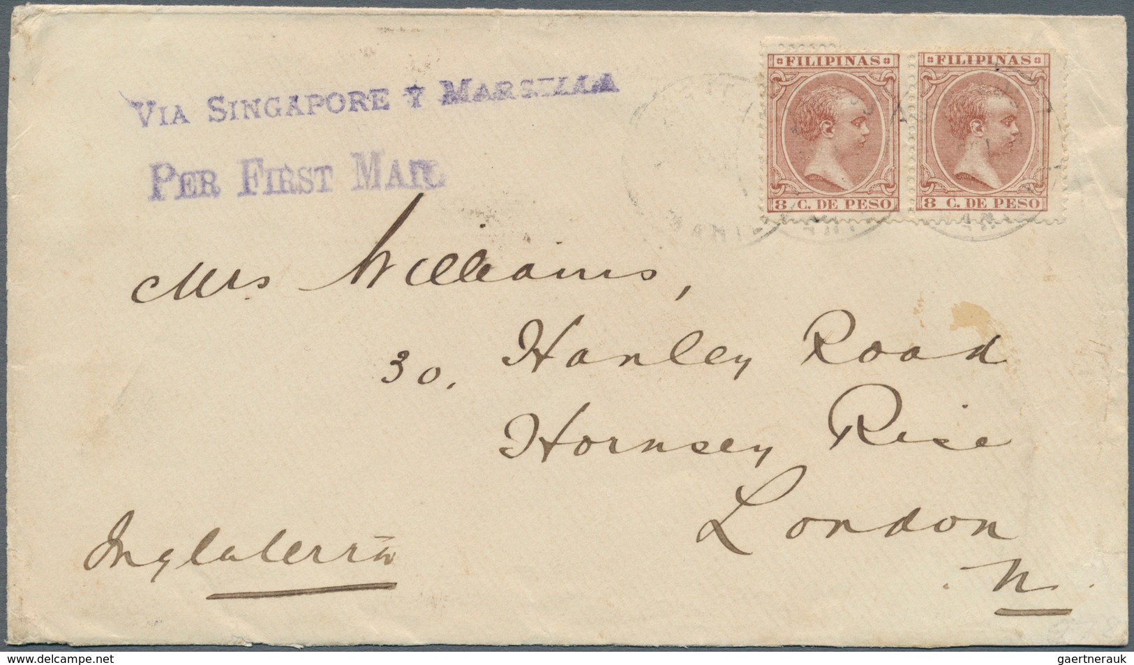 Philippinen: 1895. Envelope From 'Kerr & Co, Manila' With Firms Chop On Reverse Addressed To London - Filippijnen