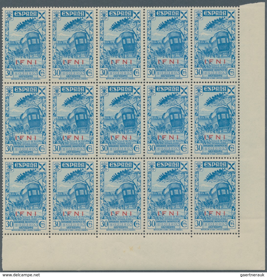 Ifni: 1943, Spain Private Issue ‚Huerfanos De Correios‘ With Black Or Red Opt. ‚IFNI‘ Complete Set O - Ifni