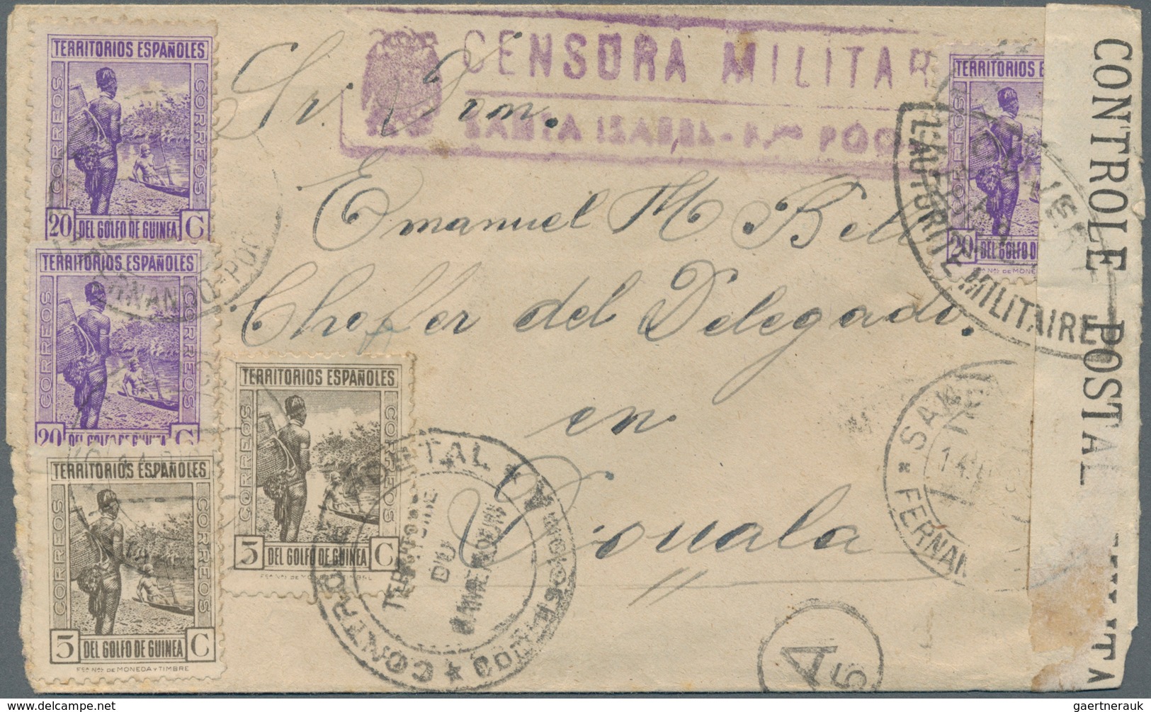 Spanisch-Guinea: 1942. Envelope Addressed To Douala, French Cameroun Bearing Spanish Guinea SG 246, - Spaans-Guinea