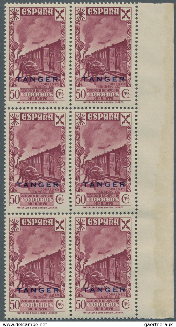 Tanger - Spanische Post: 1943, Spain private issue ‚Huerfanos de Correios‘ with black or red opt. ‚T