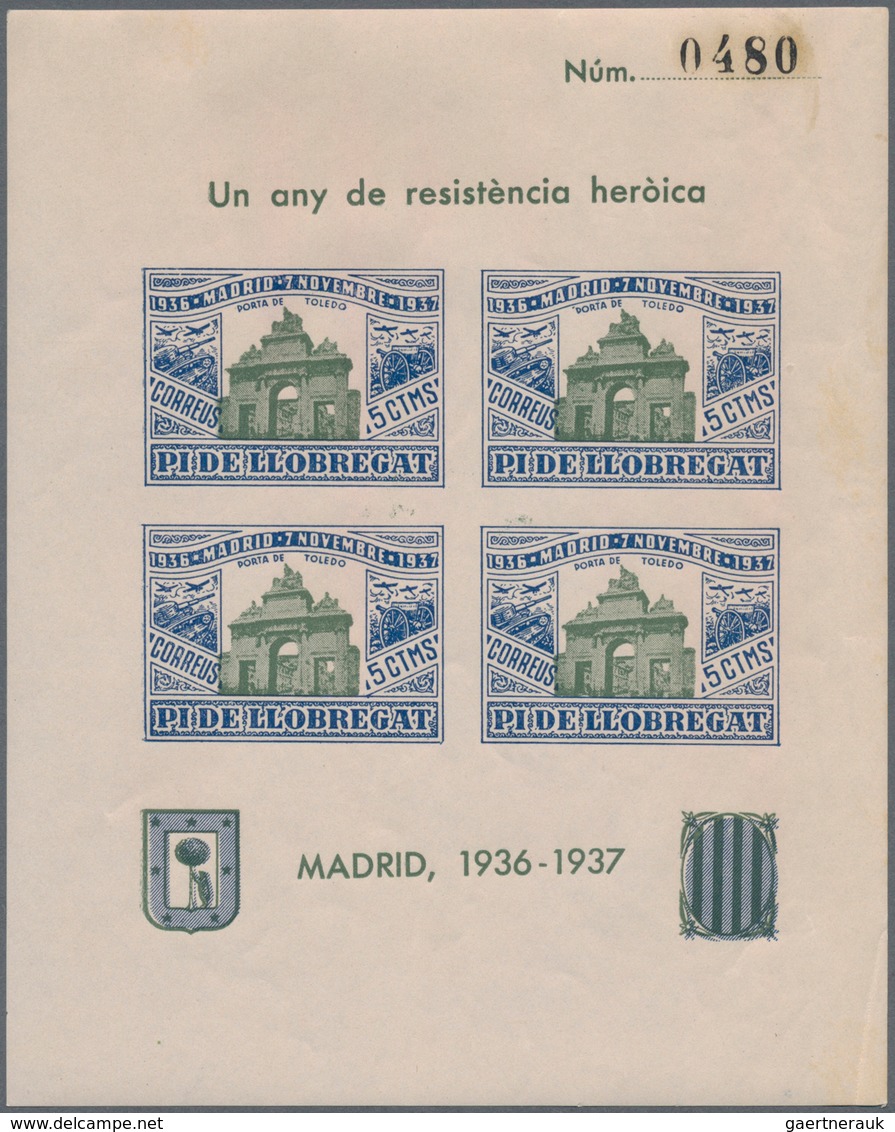 Spanien - Lokalausgaben: 1937, PI DE LLOBREGAT: Accumulation Of Four Different IMPERFORATE Miniature - Emisiones Nacionalistas
