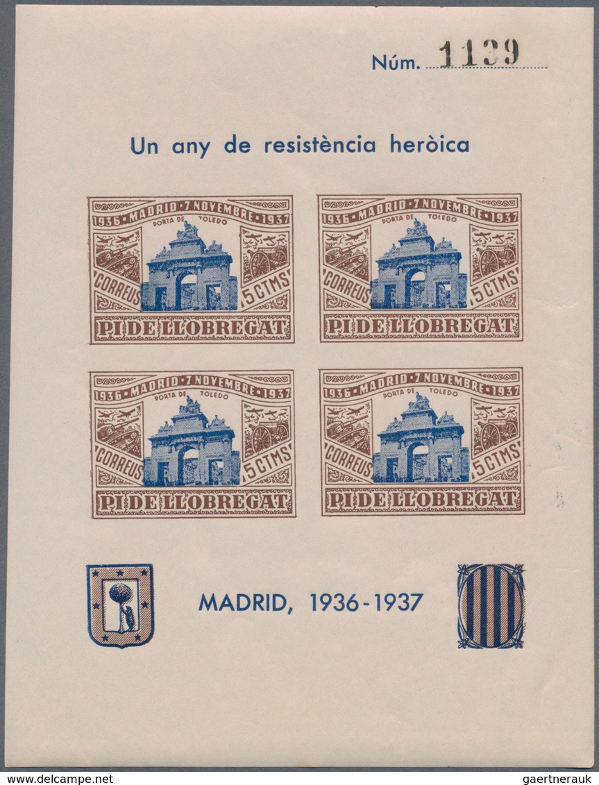 Spanien - Lokalausgaben: 1937, PI DE LLOBREGAT: accumulation of four different IMPERFORATE miniature