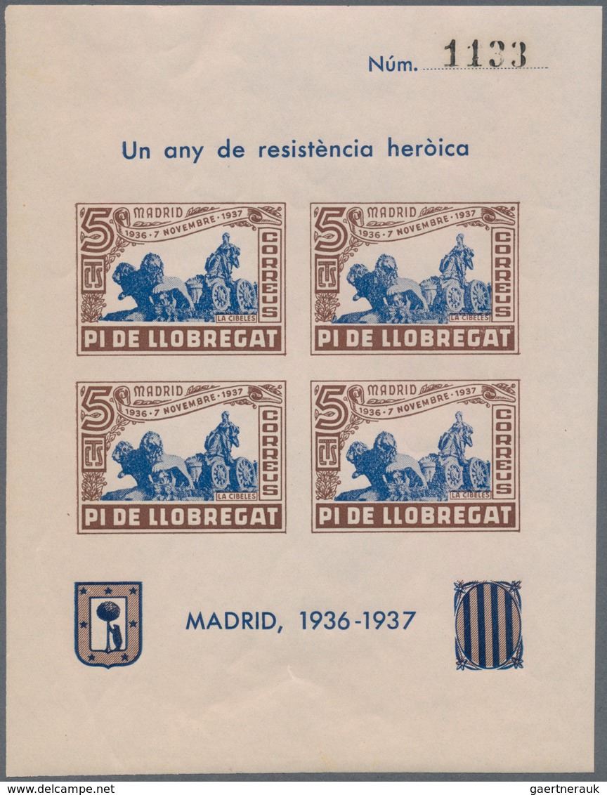 Spanien - Lokalausgaben: 1937, PI DE LLOBREGAT: accumulation of four different IMPERFORATE miniature