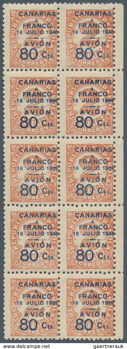 Spanien - Kanarische Inseln (1936/38): Flugpostmarken: 1937, Numerals 1c. Green And 2c. Pale Brown W - Lettres & Documents