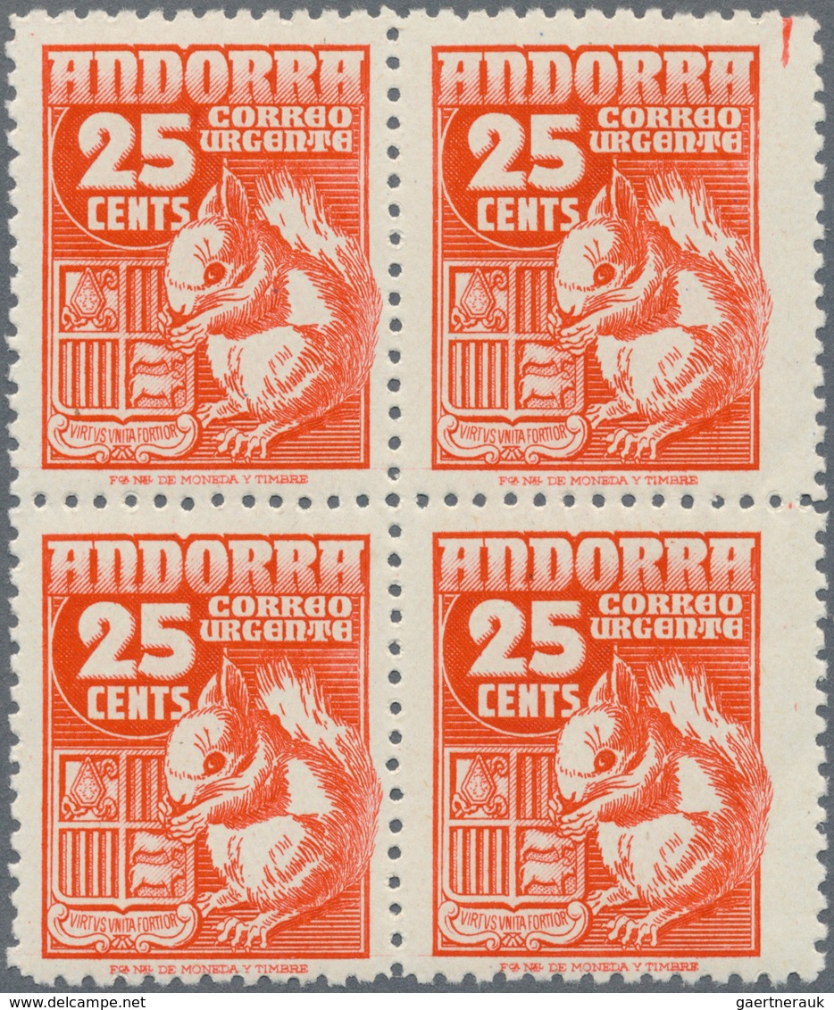 Andorra - Spanische Post: 1949, Express Stamp 25c. Red ‚Grey Squirrel‘ In A Lot With About 450 Stamp - Andere & Zonder Classificatie