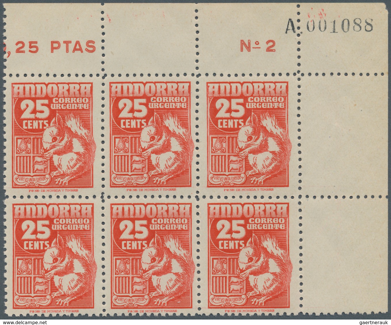 Andorra - Spanische Post: 1949, Express Stamp 25c. Red ‚Grey Squirrel‘ In A Lot With About 150 Stamp - Andere & Zonder Classificatie