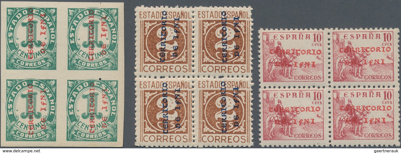 Ifni: 1941, Duplicated Accumulation Of Six Different Definitives With Red Or Blue Overprints ‚TERRIT - Ifni