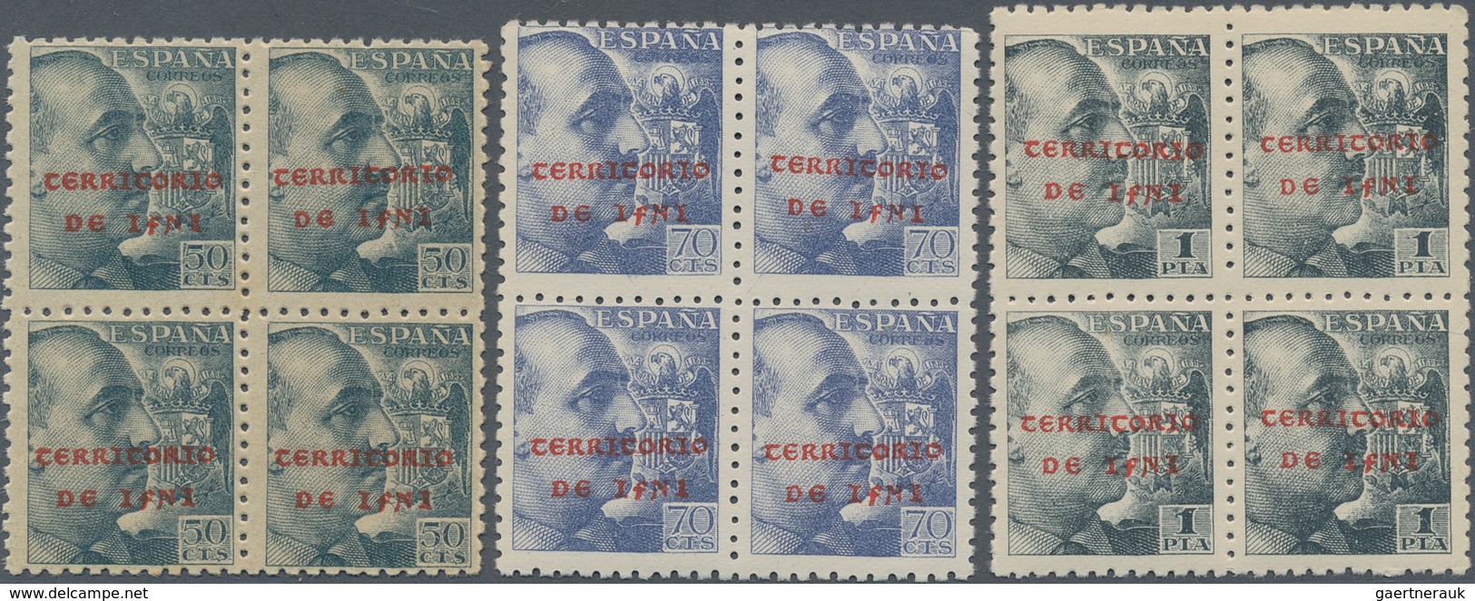 Ifni: 1941, Duplicated Accumulation Of Six Different Definitives With Red Or Blue Overprints ‚TERRIT - Ifni