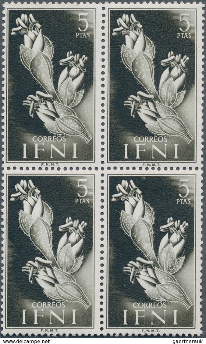 Ifni: 1954, Plants 5pta. Black ‚Traganum Sp.‘ In A Lot With 29 Stamps Incl. Five Blocks/4, Mint Neve - Ifni