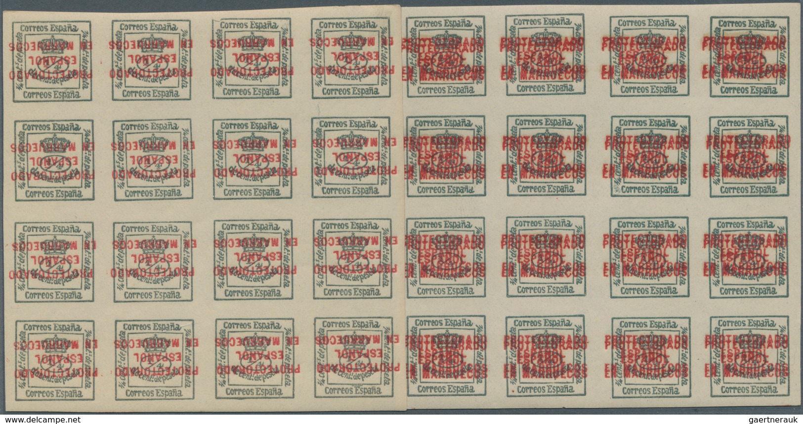 Spanisch-Marokko: 1915, Newspaper Stamp 4/4c. Green With INVERTED Red Overprint ‚PROTECTORADO / ESPA - Spaans-Marokko