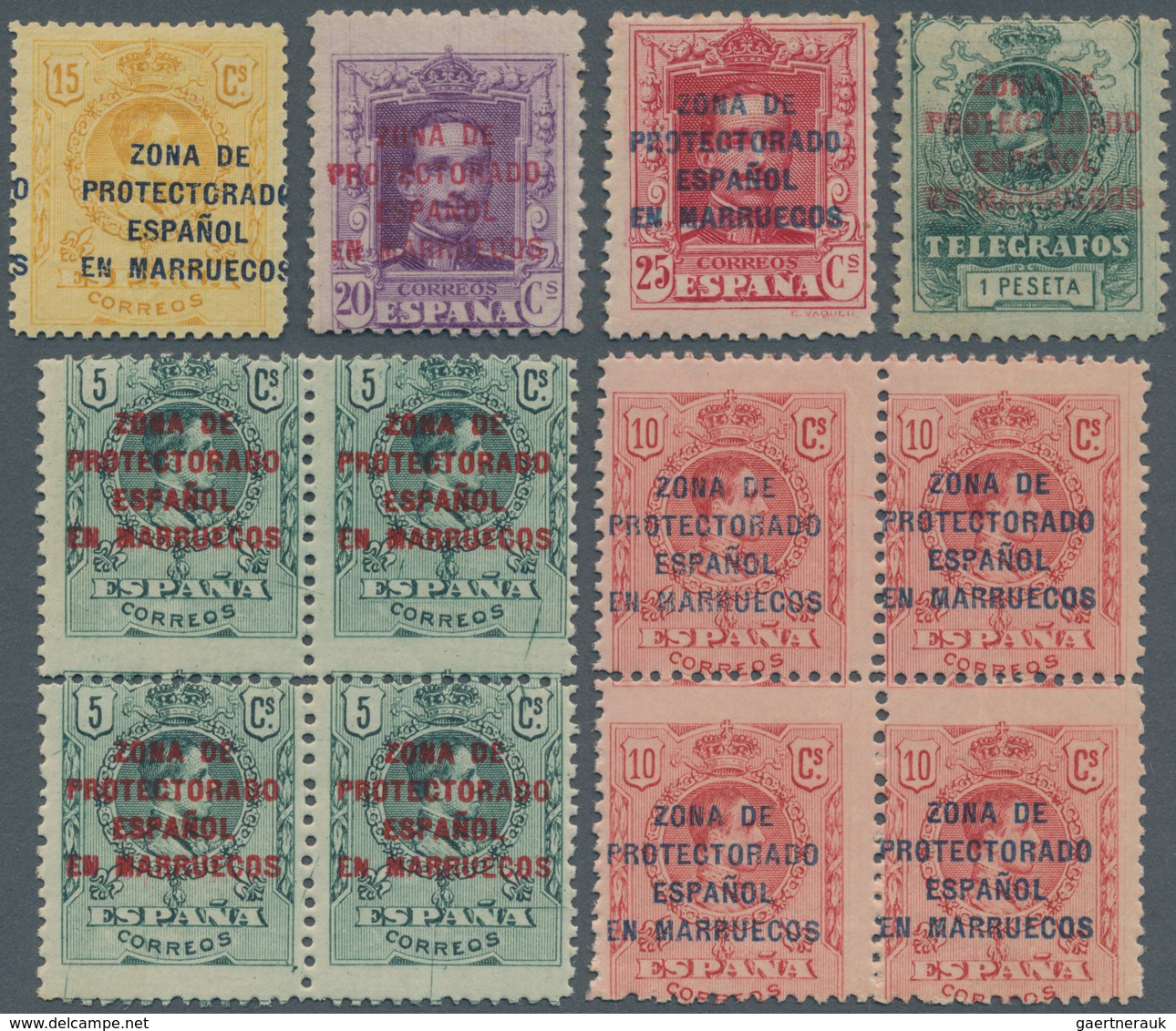 Spanisch-Marokko: 1916/1923, Duplicates Of Five Different Stamps King Alfonso XIII. (two Types) With - Spaans-Marokko