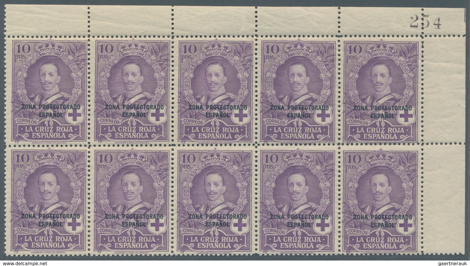 Spanisch-Marokko: 1926, Red Cross – Royal Family 10pta. Violet With Black Opt. ‚ZONA PROTECTORADO ES - Spaans-Marokko