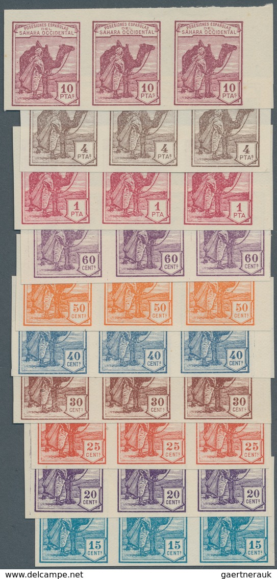 Spanisch-Sahara: 1936, Native With Dromedary Prepared Reprint But NOT ISSUED Set Of Ten Without Cont - Spaanse Sahara
