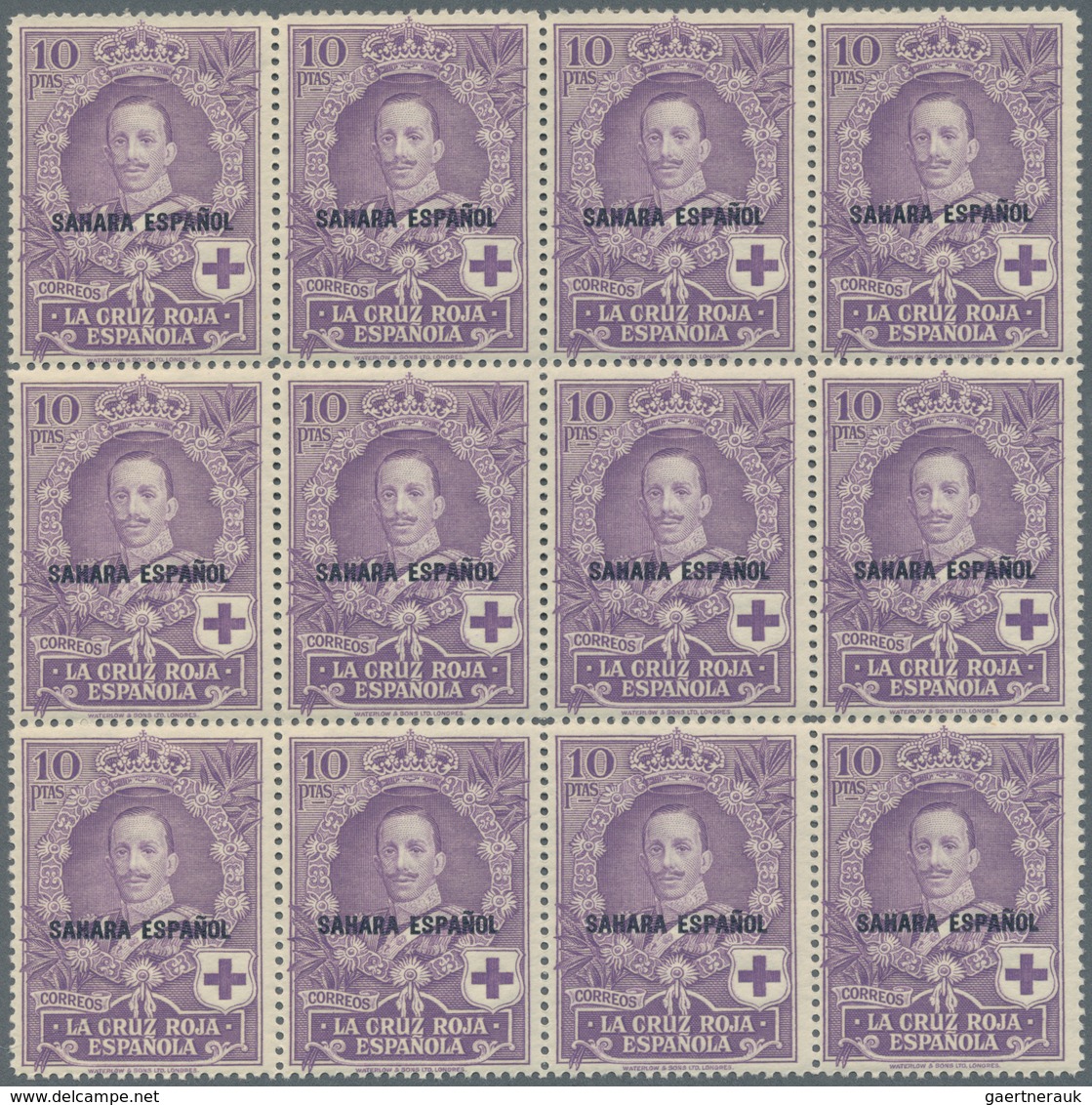 Spanisch-Sahara: 1926, Red Cross – Royal Family 10pta. Violet With Black Opt. ‚SAHARA ESPANOL‘ In A - Spaanse Sahara
