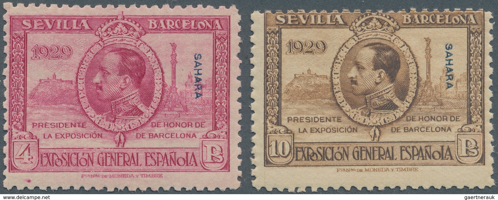 Spanisch-Sahara: 1929, International Exhibitions In Sevilla And Barcelona Lot With 14 X 4pta. Lilac- - Spaanse Sahara