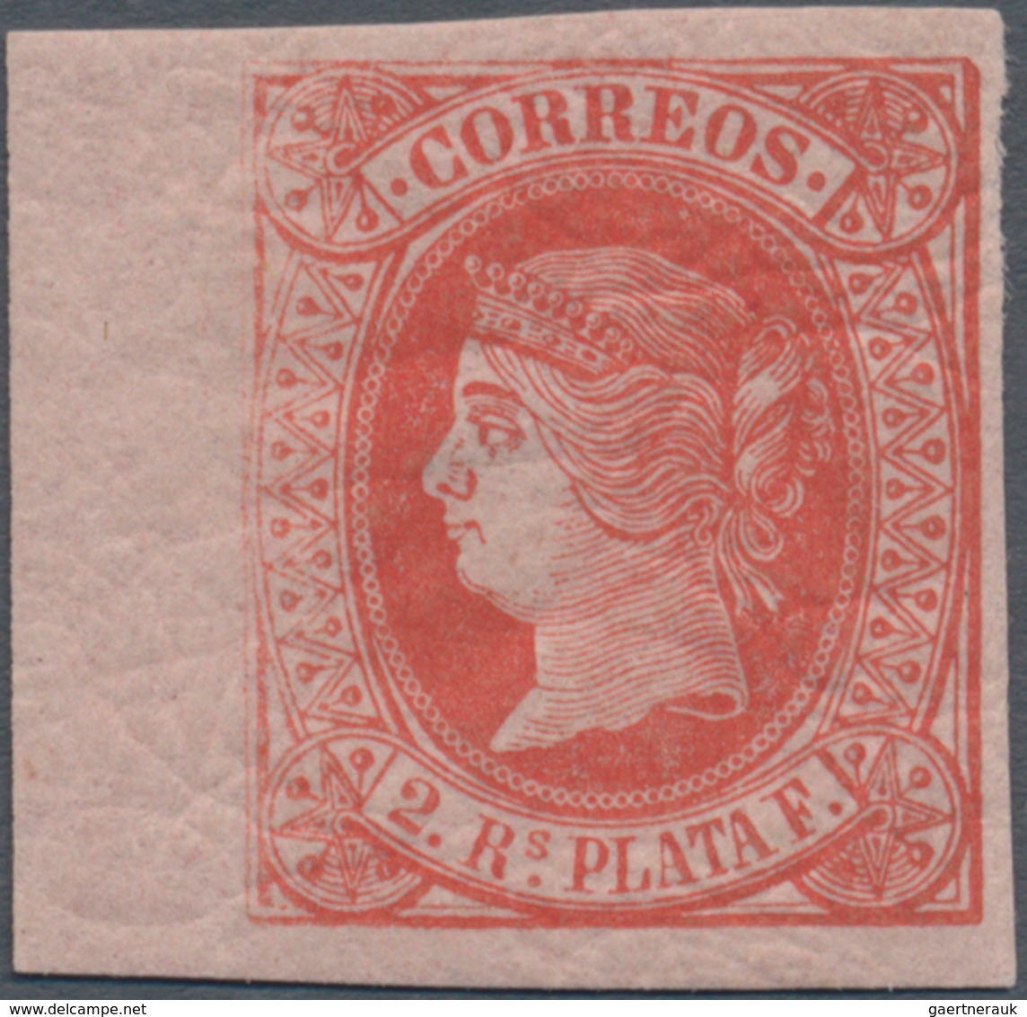 Spanisch-Westindien: 1864, Queen Isabella II. 2r. Red On Rose Paper Without Wmk. In A Lot With 35 Si - Aguera