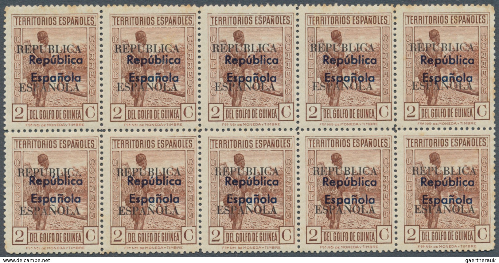 Spanische Besitzungen Im Golf Von Guinea: 1932, 50 Pieces 2 Cts Redish Brown With Overprint Not On M - Spaans-Guinea