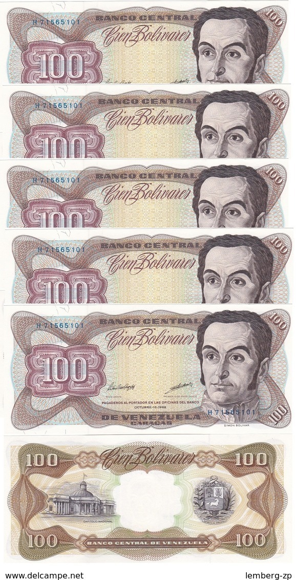 Venezuela - 5 Pcs X 100 Bolivares 13.10. 1998 XF+/aUNC- Lemberg-Zp - Venezuela