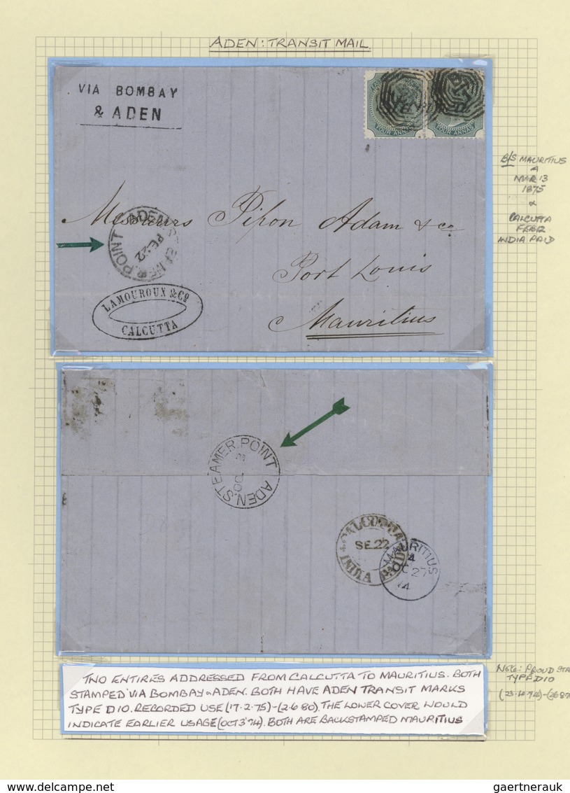 Aden: 1857-1946 ADEN Transit Mail: Collection Of 36 Covers, Postcards And Postal Stationery Items Se - Aden (1854-1963)