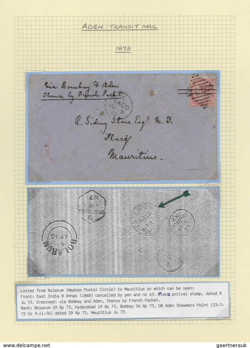 Aden: 1857-1946 ADEN Transit Mail: Collection Of 36 Covers, Postcards And Postal Stationery Items Se - Aden (1854-1963)