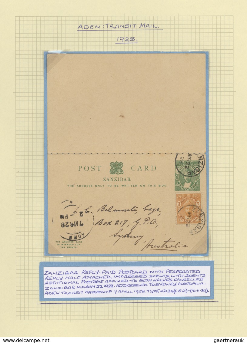 Aden: 1857-1946 ADEN Transit Mail: Collection of 36 covers, postcards and postal stationery items se