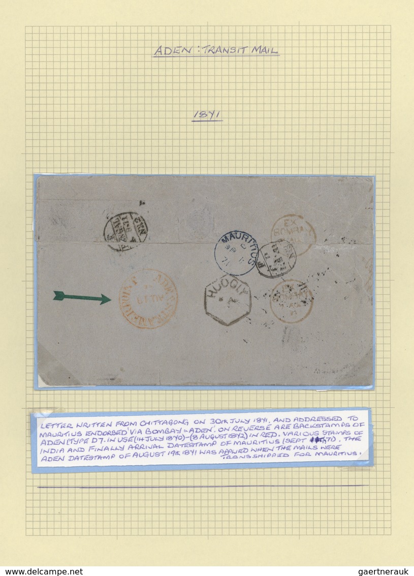 Aden: 1857-1946 ADEN Transit Mail: Collection of 36 covers, postcards and postal stationery items se