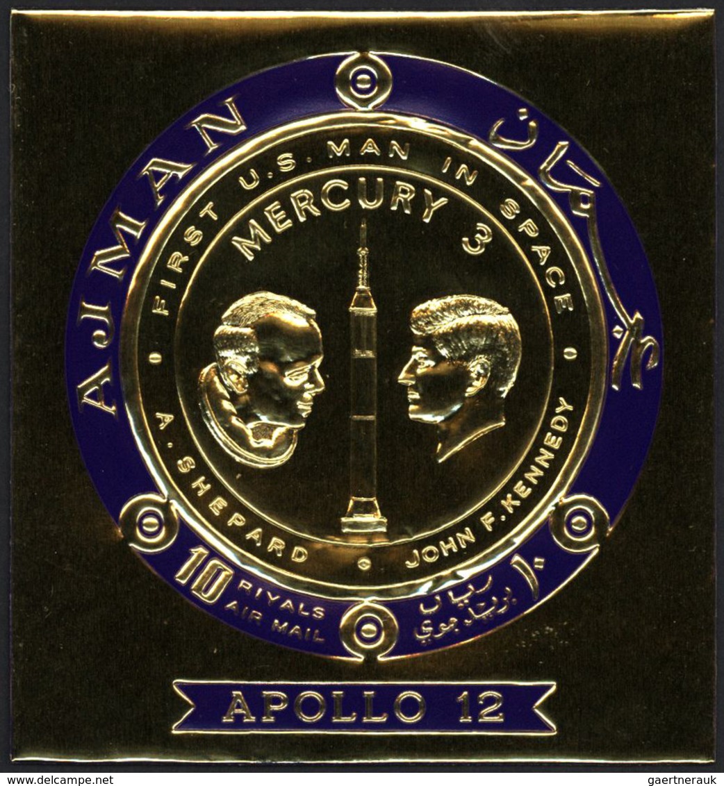 Adschman / Ajman: 1968/1972, GOLD/SILVER ISSUES, U/m Assortment Of 30 Stamps And 68 Souvenir Sheets/ - Adschman