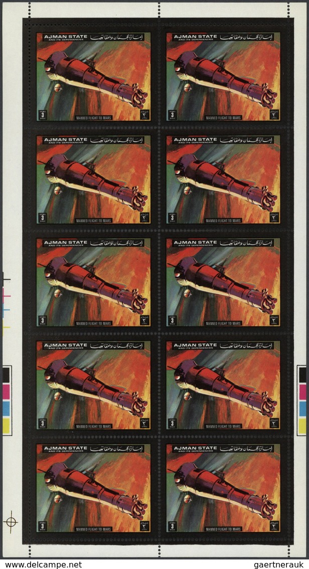 Adschman / Ajman: 1970/1972, Comprehensive U/m Collection Of Complete Sheets/large Units In Three Bi - Ajman